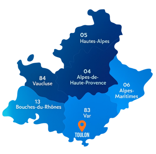 Zone d'intervention de OGRS fibre et réseaux informatique, sur toulon, marseille et nice